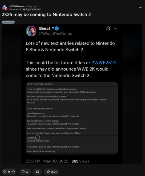 Musica personalizzata di WWE 2K Switch 2 (Fonte immagine: screenshot, subreddit WWEGames)