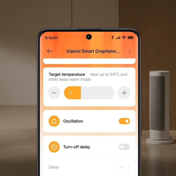 Il riscaldatore intelligente in grafene di Xiaomi può essere controllato tramite l'app Xiaomi Home. (Fonte immagine: Xiaomi)
