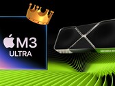 Il SoC Apple M3 Ultra brilla nei primi risultati di GFXBench, scambiando colpi con le GPU desktop di fascia alta di Nvidia e AMD. (Fonte immagine: Apple, Nvidia, modificato)
