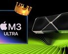 Il SoC Apple M3 Ultra brilla nei primi risultati di GFXBench, scambiando colpi con le GPU desktop di fascia alta di Nvidia e AMD. (Fonte immagine: Apple, Nvidia, modificato)