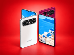 Smartphone Coolpad Cool X Wide mostrato frontalmente e posteriormente nelle finiture bianca e rossa.