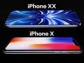 Presunto rendering di iPhone XX/20 (in alto), iPhone X (in basso).