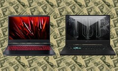 I prezzi dell&#039;Acer Nitro 5 e dell&#039;Asus TUF Dash F15 saranno probabilmente aumentati presto. (Fonte immagine: Acer/Asus - modificato)