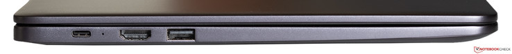 A Sinistra: 1x USB 3.1 Gen1 Type-C (che fornisce anche alimentazione), HDMI, 1x USB 3.0