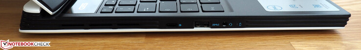 A sinistra: USB Type-C (con DisplayPort), USB Type-A, jack da 3.5 mm