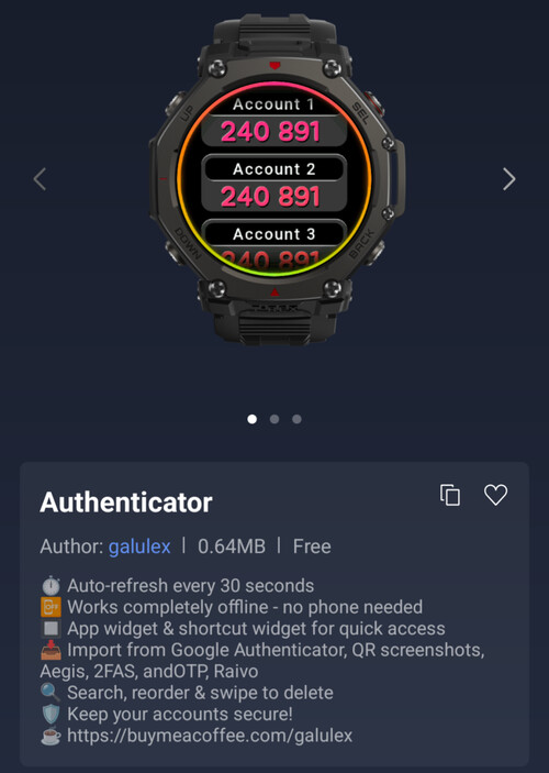 L'app Authenticator Mini per gli smartwatch Amazfit