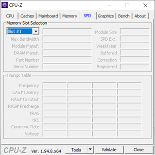CPU-Z - SPD (non disponibile)