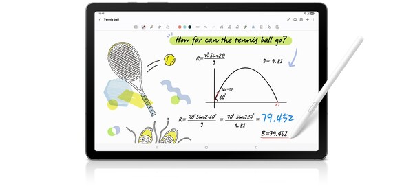 Galaxy Tab S10 Lite ha una funzione di risoluzione matematica integrata nell'applicazione Samsung Notes. (Fonte immagine: Samsung)