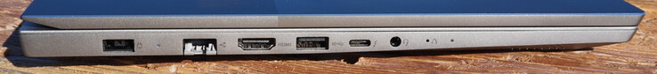 A sinistra: porta di alimentazione, porta LAN, HDMI 2.0, USB-A (10 Gbit/s), Thunderbolt 4, jack per cuffie