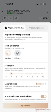 Impostazioni di taglio nell’app Mova