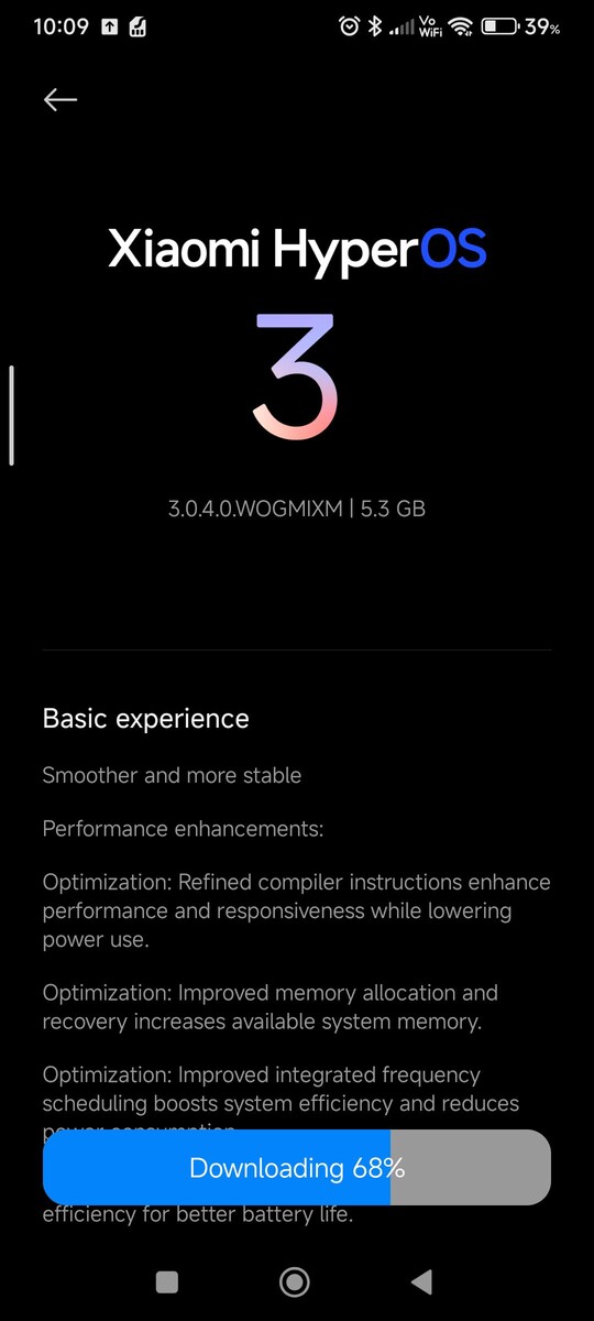 HyperOS 3 OTA in fase di download su un Redmi Note 14 4G. (Fonte immagine: u/Similar-Scarcity-937 via Reddit)