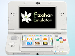Il logo dell'emulatore Nintendo 3DS Azahar sullo schermo della console 3DS