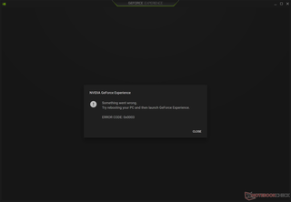 GeForce Experience si rifiuta di funzionare sulla nostra unità di test Blade Pro 17 anche dopo il riavvio.