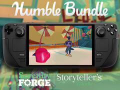 Tutti i giochi della collezione Serenity Forge possono essere acquistati con un pagamento minimo di 12 dollari. Nella foto: Steam Deck che esegue Smile For Me. (Fonte immagine: Humble Bundle e Steam - modifica)