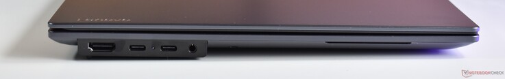 a sinistra: HDMI, 2 porte Thunderbolt 4, audio da 3,5 mm