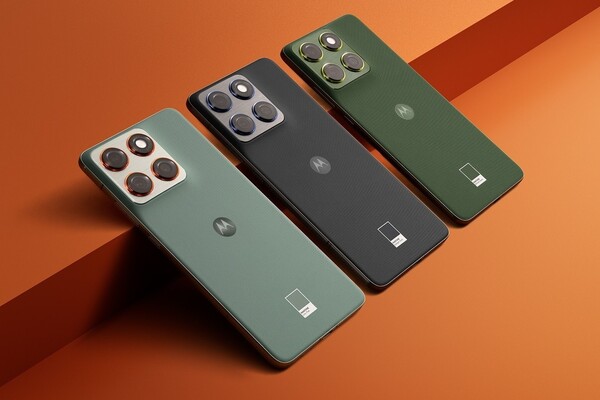 Il Motorola Edge 70 nei colori Pantone Lily Pad, Pantone Gadget Grey e Pantone Bronze Green. (Fonte: Motorola)