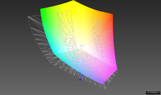 contro AdobeRGB: 77,3% (Argyll, confronto 3D)