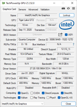 Grafica Intel Xe G7 (80EU)