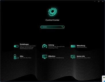 Il menu principale del Centro di controllo