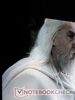 I dettagli nei confini a forte contrasto (come i capelli di Gandalf) rimangono chiari.