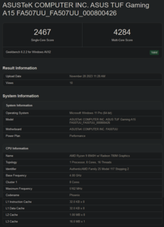 Elenco Geekbench di Ryzen 9 8940H (immagine via Geekbench)