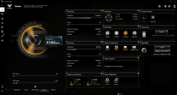 Schermata iniziale di Asus Armoury Crate