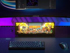 Il Corsair Xeneon Edge viene utilizzato sotto un monitor primario. (Fonte: Corsair)