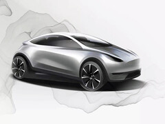 Il teaser del design iniziale della piattaforma della Model 2. (Fonte: Tesla)