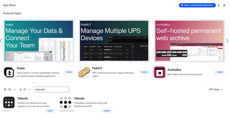 Cerchi Tailscale nell'app store di ZimaOS. La versione di BigBearCasaOS potrebbe essere più aggiornata.