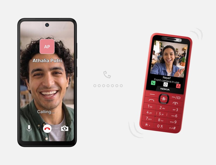 Il modello HMD Nokia 215 4G 2ª edizione nella variante di colore rosso