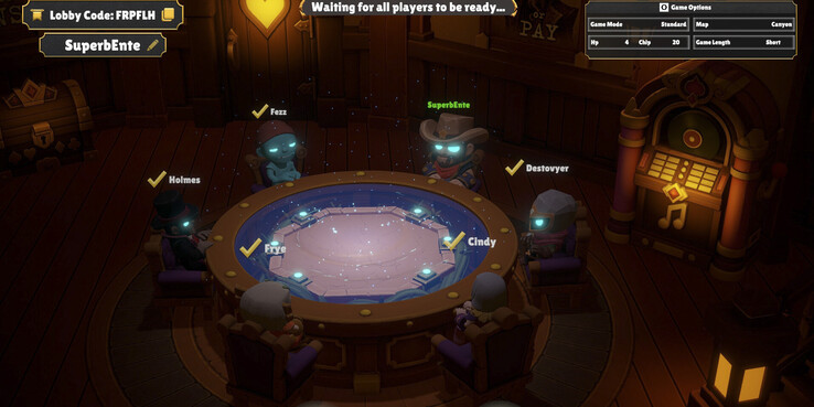 One Last Hand supporta partite online per un massimo di sei giocatori, con ciascun giocatore che prende posto attorno al tavolo da gioco prima dell’inizio della partita