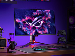 Il ROG Swift OLED PG32UCDMR assomiglia molto al modello PG32UCDM, quest&#039;ultimo raffigurato. (Fonte: Asus)