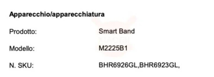 La presunta dichiarazione di conformità del Redmi Band 2 in Italia. (Fonte: XiaomiToday)