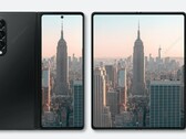 Un rendering di come il Galaxy Z Fold3 dovrebbe apparire. (Fonte: Ben Geskin)