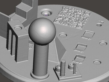 Alcuni dettagli sono andati persi nella scansione 3D, come si vede con le filettature dei cilindri più piccoli