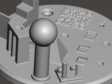 Alcuni dettagli sono andati persi nella scansione 3D, come si vede con le filettature dei cilindri più piccoli