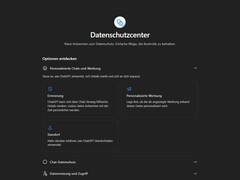 Schermata del Centro sulla privacy di ChatGPT che mostra gli argomenti relativi alla memoria, agli annunci personalizzati e alla posizione