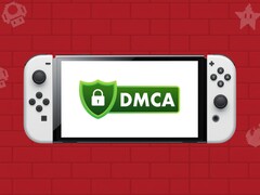 Nintendo Switch OLED che visualizza il logo DMCA