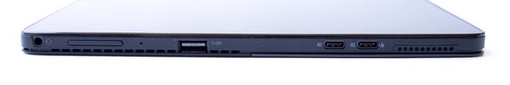 Lato sinitro: jack cuffie, volume, porta USB 3.1 Gen 1, 2x USB Type-C (Display Port)
