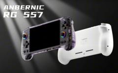 Il palmare da gioco Anbernic RG 557 sarà disponibile in due colori: viola e bianco (fonte: Anbernic)