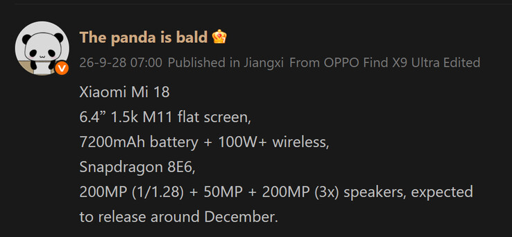 Il resoconto di The Panda Is Bald sulla versione standard dello Xiaomi 18 (traduzione automatica)