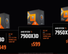 I modelli AMD Ryzen 9 7950X3D e Ryzen 9 7900X3D potranno essere acquistati il 28 febbraio (immagine via AMD)