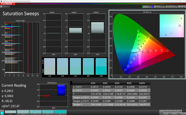 CalMan saturazione colore (spazio colore target: sRGB), profilo: Default