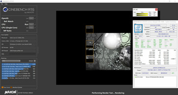 Informazioni sulla CPU durante un Cinebench R15 Multi benchmark a 64 bit