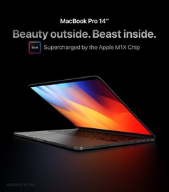 M1X MacBook Pro 14 concept. (Fonte immagine: @RendersbyIan)