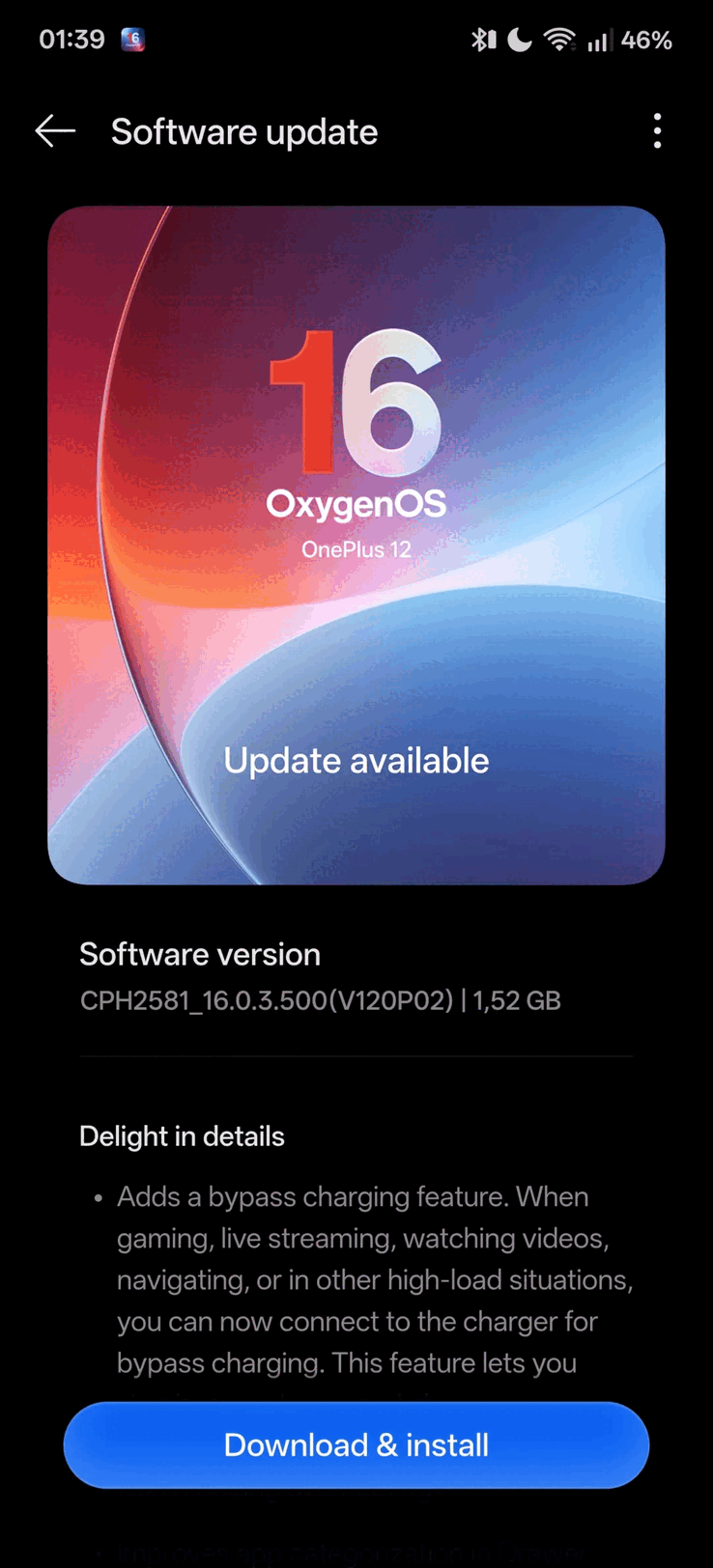  OxygenOS 16.0.3.500 OTA (fonte immagine: OnePlus Community)
