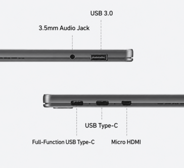 Le porte del tablet Acer A543 includono USB-C, USB-A e Micro HDMI