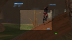 Multiplayer online di Halo Combat Evolved in esecuzione su un Anbernic RG35XX H in una partita su Blood Gulch con 23 giocatori.