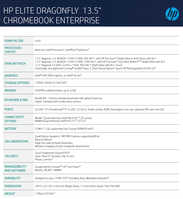 HP Elite Dragonfly Chromebook Enterprise - Specifiche. (Fonte di immagine: HP)