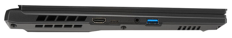 A sinistra: HDMI 2.1, USB 3.2 Gen 1 (USB-C; DisplayPort), jack audio combinato, USB 3.2 Gen 1 (USB A)